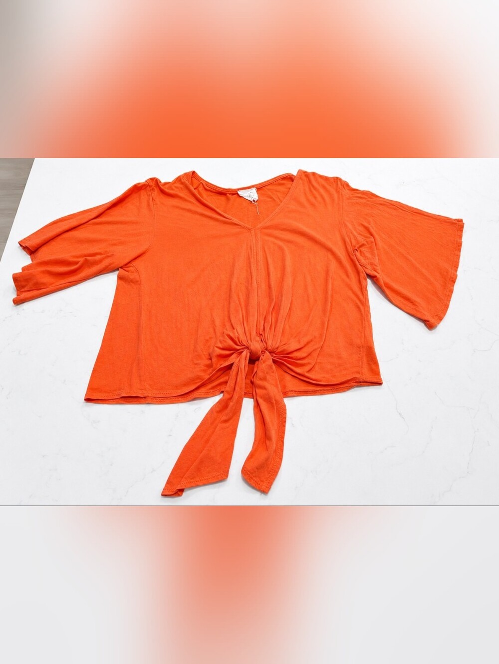 Women's Coral Tie-Front V-Neck Top